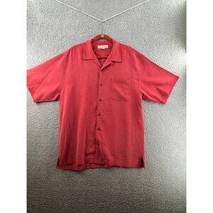 Tommy Bahama Short-Sleeve Button-Up Shirt Red 100% Silk  Size Large